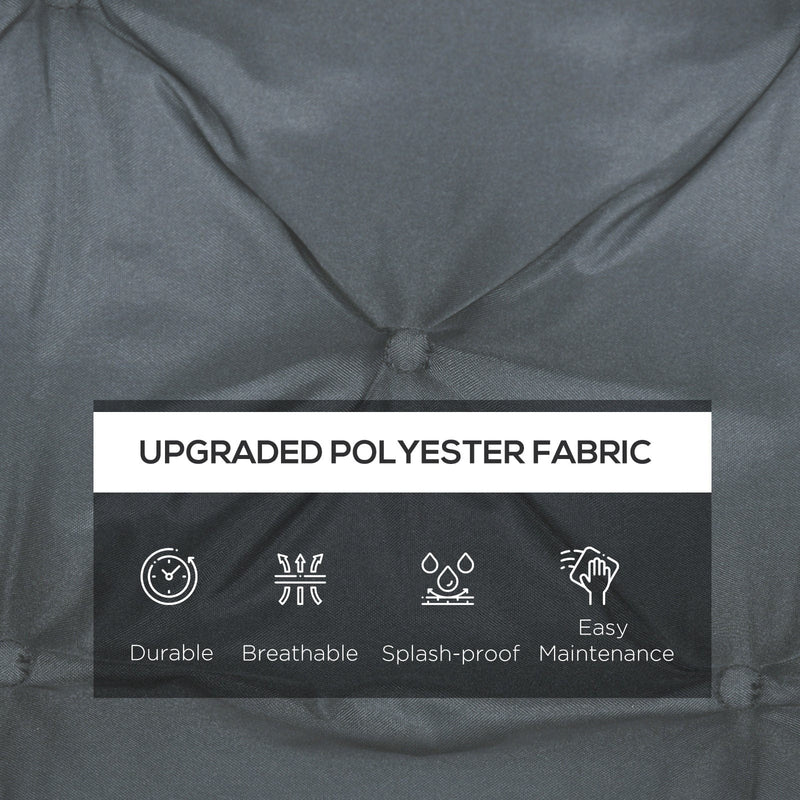 Grey 2 Seater Garden Bench Cushion with Ties - 98x100 cm