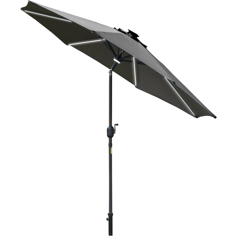 2.7m Garden Parasol With Lights, Tilt, Crank, Summer Shade