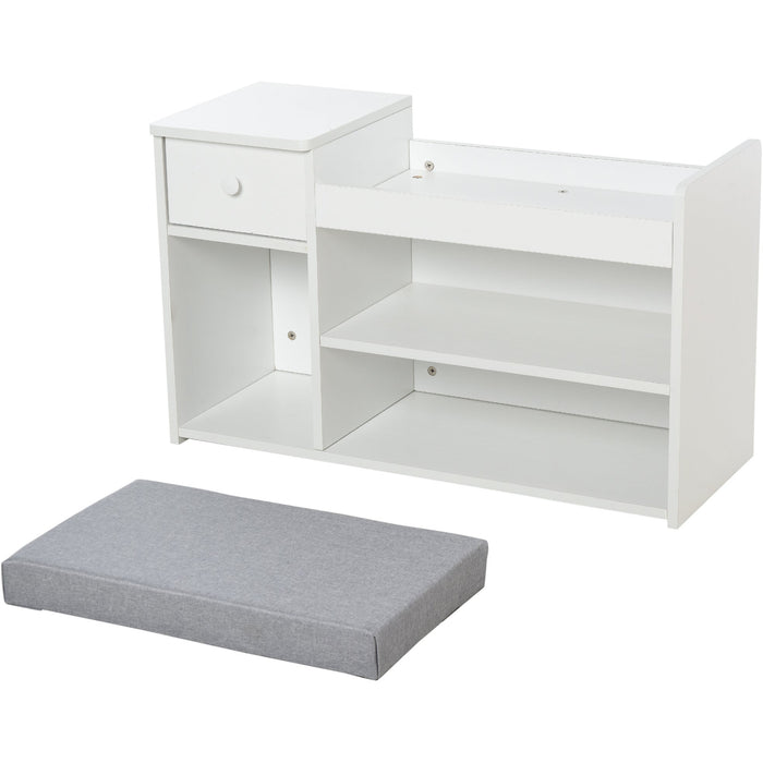 Shoe Storage Bench With Cushion, White