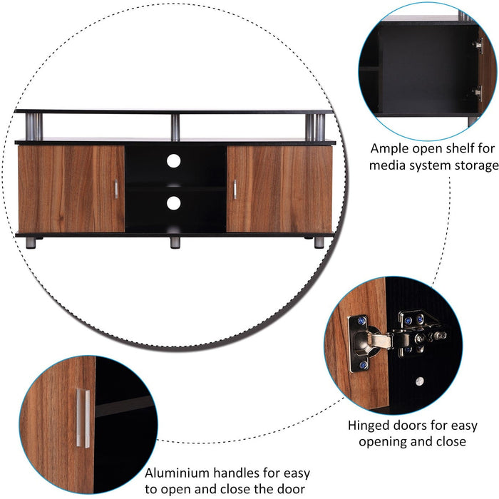 Modern Black TV Cabinet, Doors (Fits up to 50" TVs)