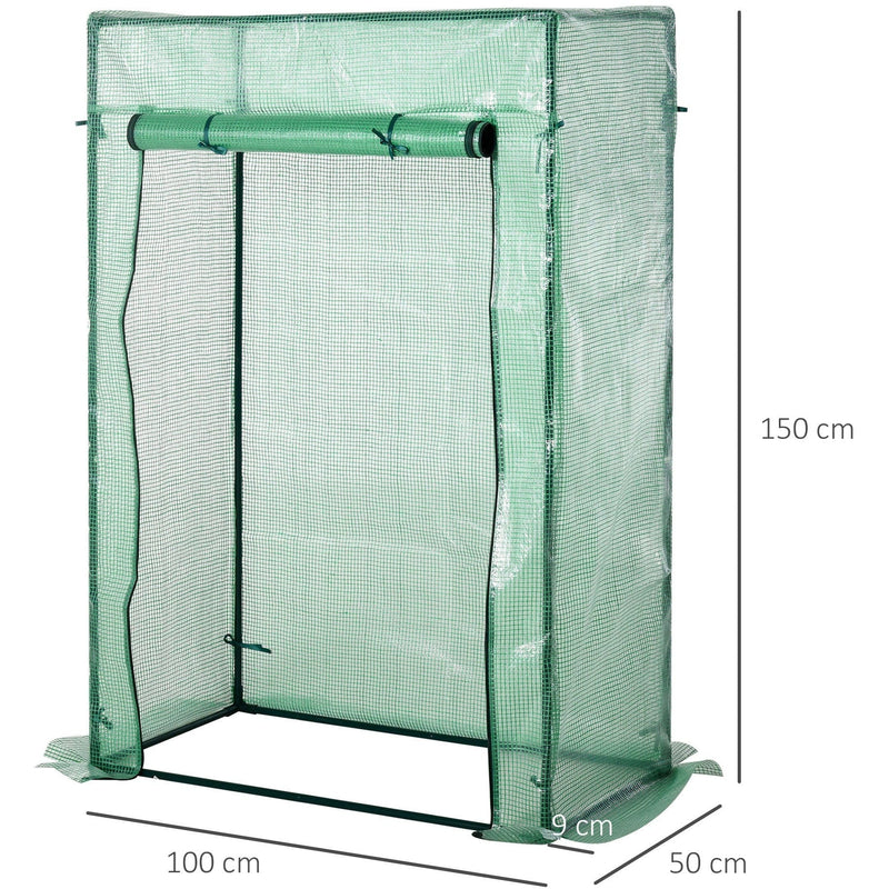 Compact Mini Greenhouse, Steel, Roll-up Door, 100x50x150cm