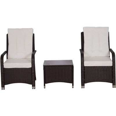 2 Seater Rattan Bistro Set with Cover Outsunny