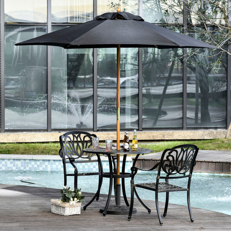 2.5m Wooden Garden Parasol - Sun Shade, Patio Canopy
