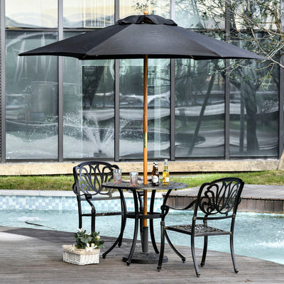 2.5m Wooden Garden Parasol - Sun Shade, Patio Canopy Outsunny
