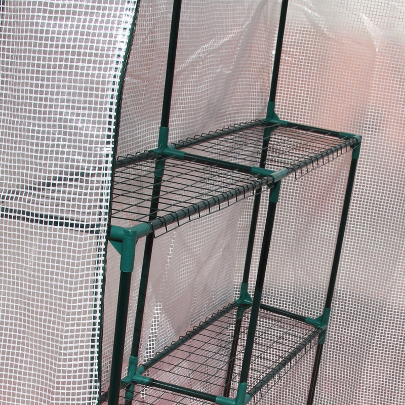 Portable Greenhouse, 2-Tier Shelf, Roll-Up Door, PE Cover