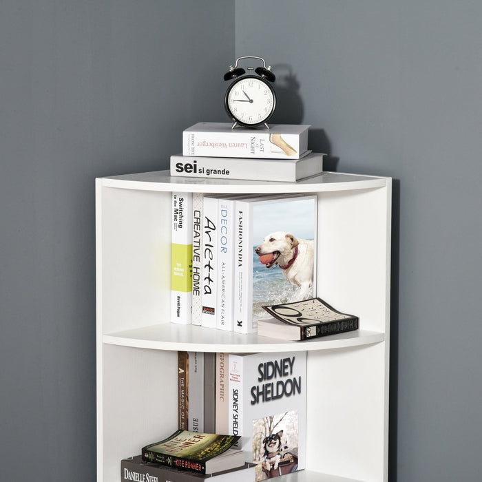 Wood Corner Shelf, 4-Tier Freestanding Bookshelf