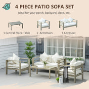 Garden Furniture Sofa and Table, Gold Frames, Cream Cushions Outsunny