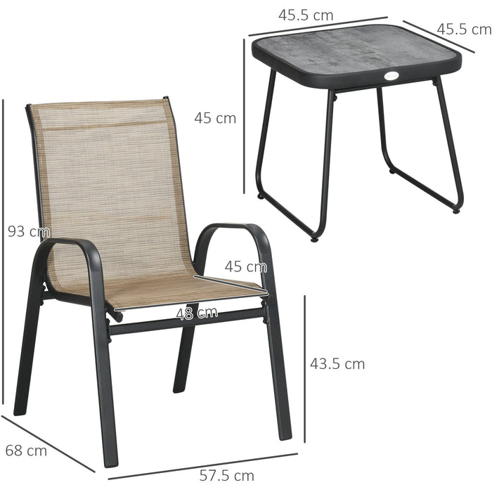 Modern 3-Piece Outdoor Bistro Set - Brown