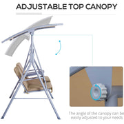 2 Seater Garden Swing Chair With Tilting Canopy & Storage Outsunny