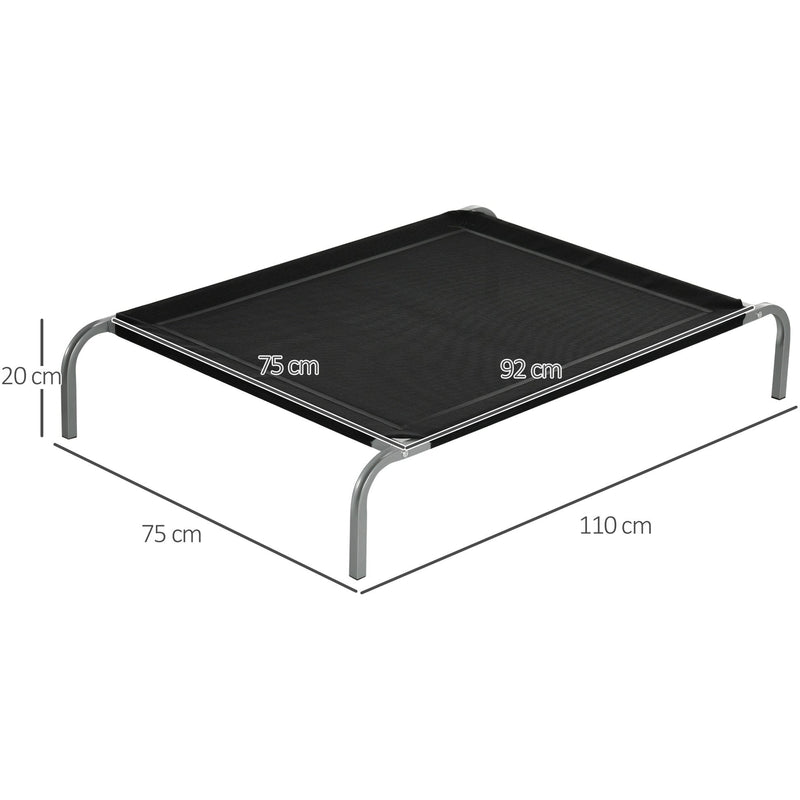 Black Elevated Pet Bed: Large (110x75x20cm)