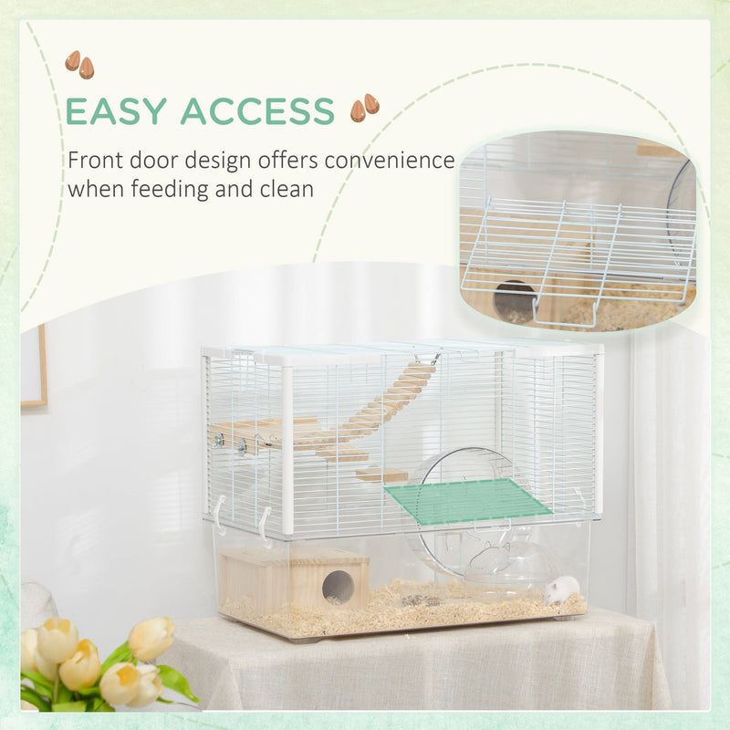 Hamster Cage with Wooden Ramp, Exercise Wheel