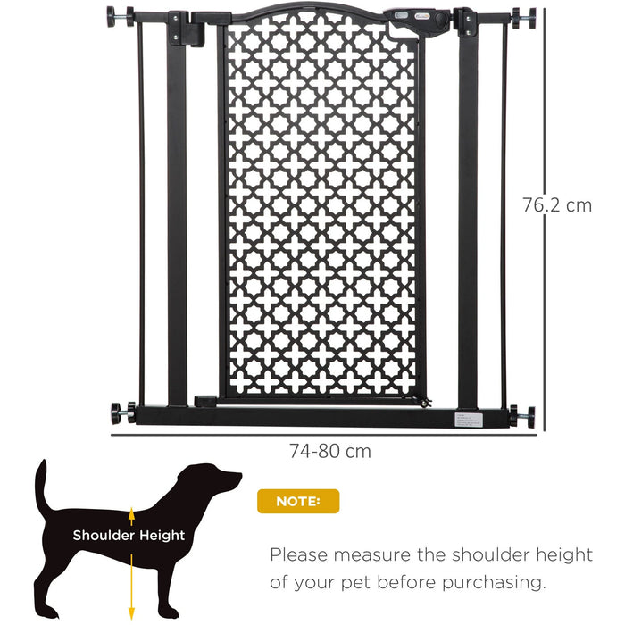 Door Gate For Dogs, Pressure Fit, 74-80cm, Black