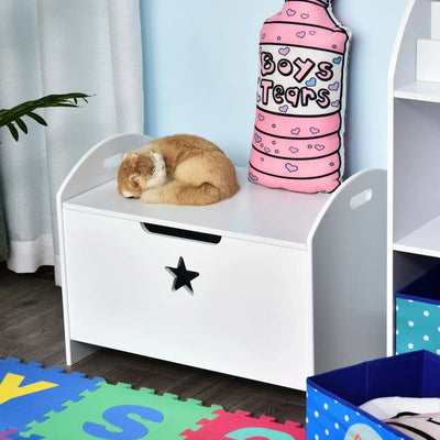 White Wooden Toy Box Homcom