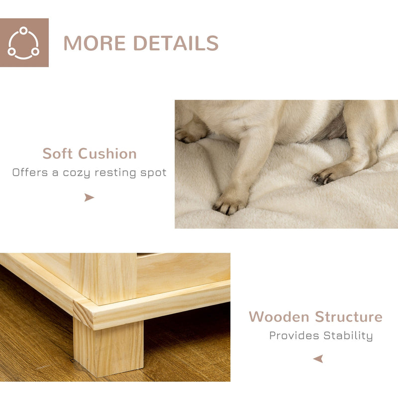 PawHut Medium Dog Crate with Cushion - Wooden