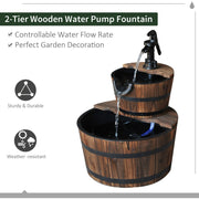 Wooden Water Pump Fountain, Cascading Garden Feature Outsunny