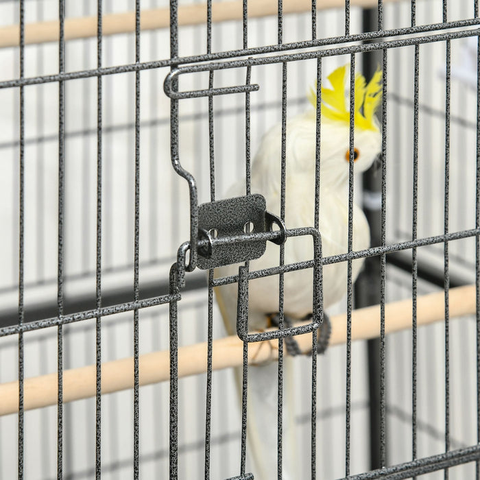 Large Bird Cage with Rolling Stand, Dark Grey