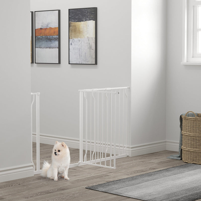 Extra Wide Pet Gate For Stairs (76Hx75-145Wcm) White