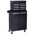 2-in-1 Metal Tool Chest on Wheels, Black Homcom