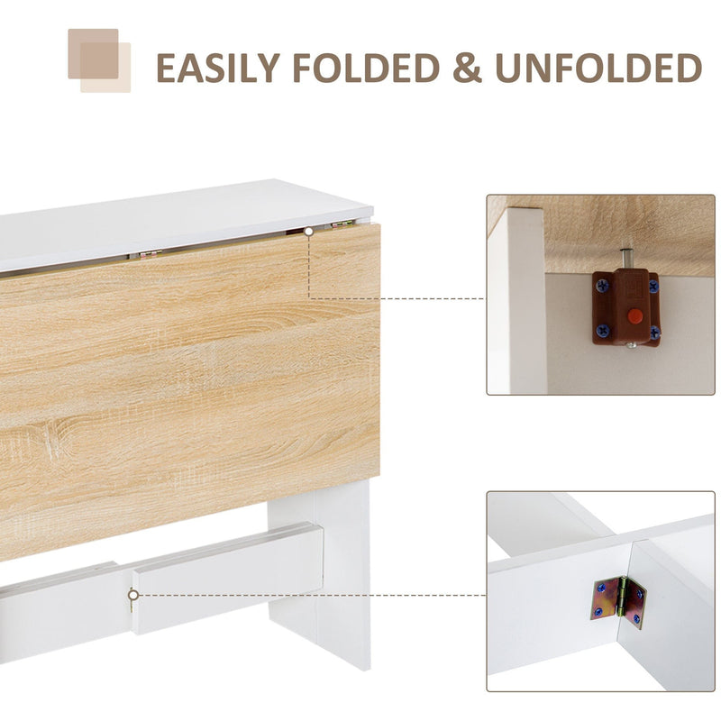 Drop Leaf Dining Table For Small Spaces, Oak and White