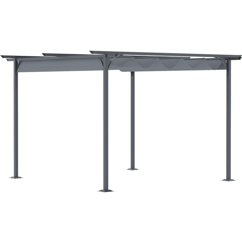 3.5x3.5m Metal Garden Pergola With Retractable Roof