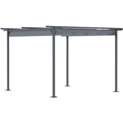 3.5x3.5m Metal Garden Pergola With Retractable Roof Outsunny