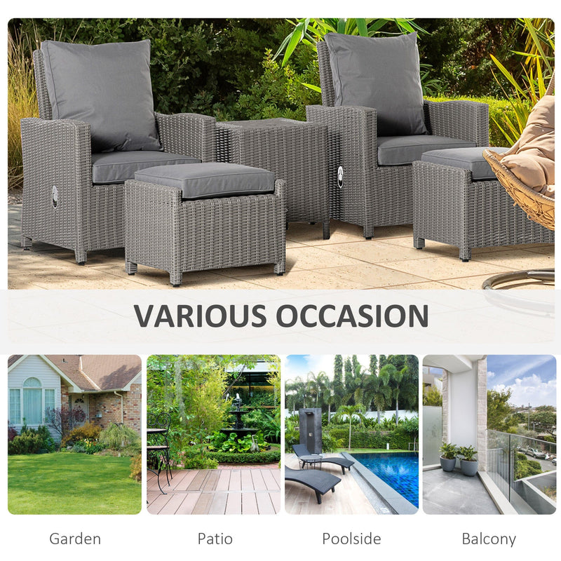 Reclining Rattan Garden Chairs With Drinks Cooler Table