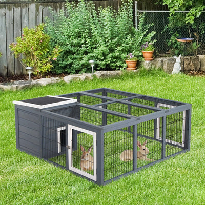 Rabbit Hideaway with Openable Main House Pawhut