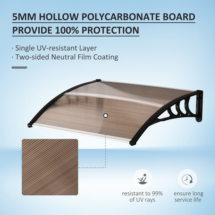 Polycarbonate Porch Door Canopy, Aluminium, 120 x 75cm