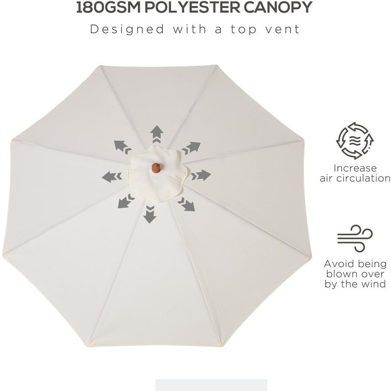 2.5m Wooden Garden Parasol - Top Vent