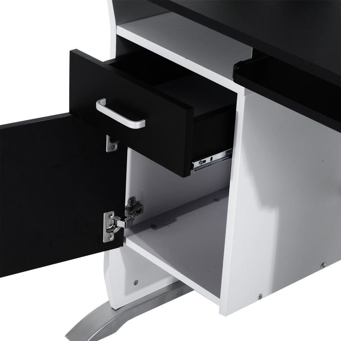 Computer Desk with Keyboard Tray & Drawers, Black