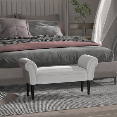 Small Bed End Chaise Lounge, Wooden Leg Homcom