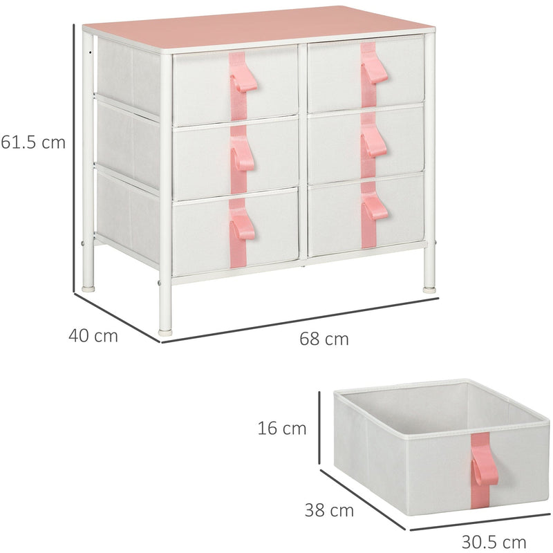 6 Drawer Chest With Pink Handles