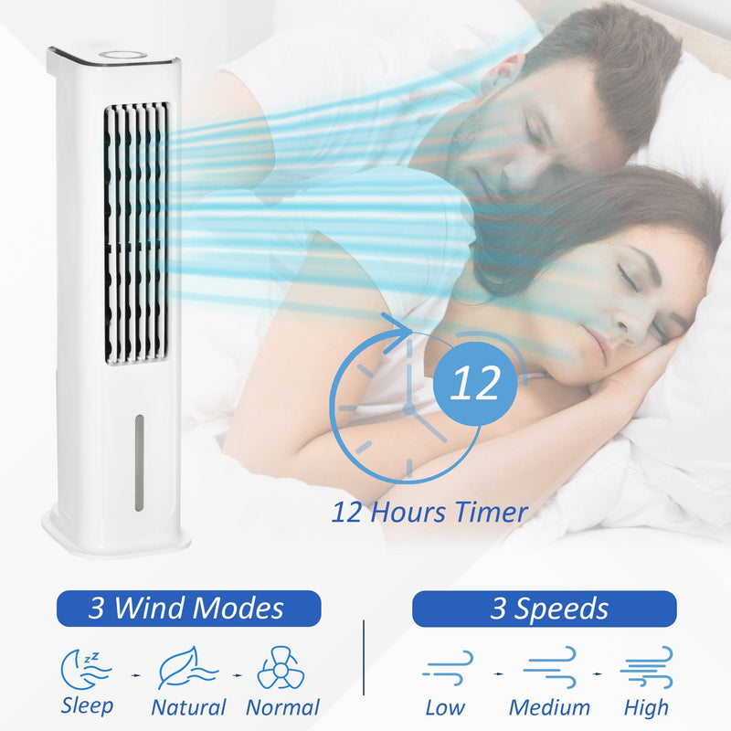 HOMCOM Evaporative Air Cooler, Oscillating Ice Cooling Fan with 3 Modes, 3 Speeds, Remote Control, Timer, and Oscillation, White Homcom