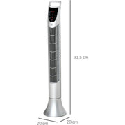 36" Tower Fan with Remote, 3 Speed, Oscillation, 7.5h Timer Homcom