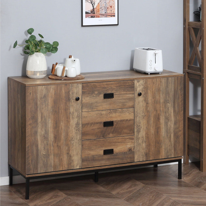 Industrial Sideboard, Storage, Distressed Brown