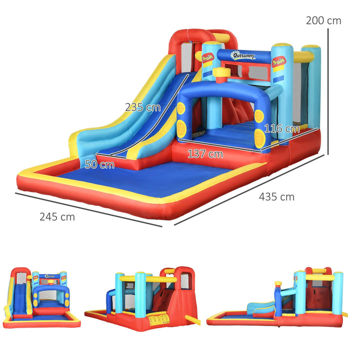 4 in 1 Bouncy Castle w/ Slide, Multicoloured