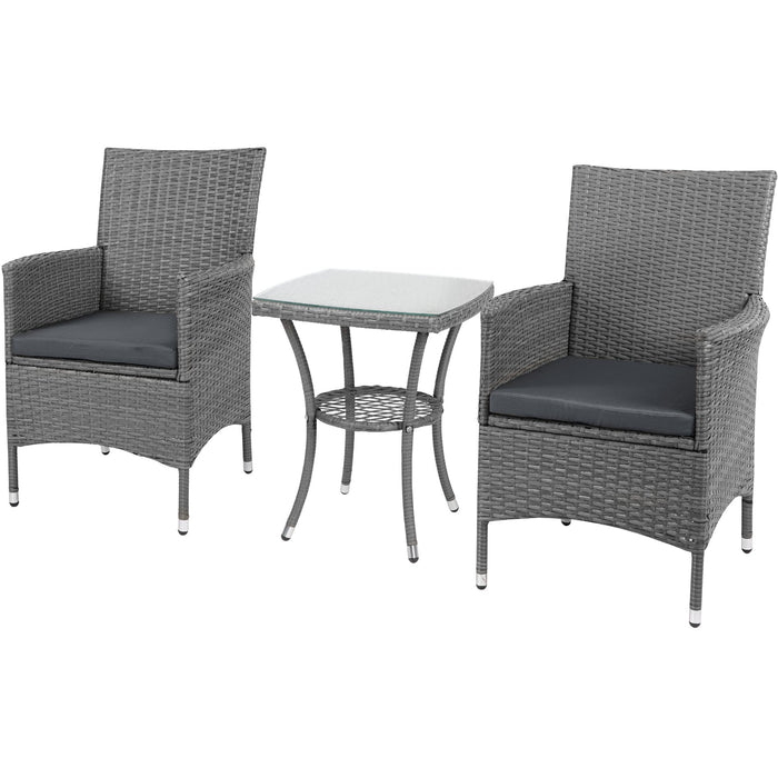 3 Piece Rattan Bistro Set with Companion Chair & Table