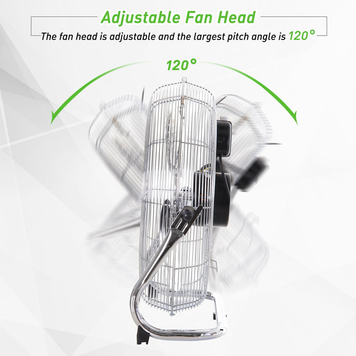 20" Chrome High-Velocity Floor Fan: 3-Speed, 100W