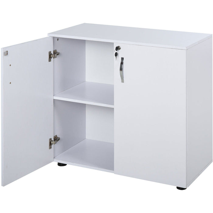2 Tier Locking Office Cabinet, Melamine Coat, Aluminium Handles
