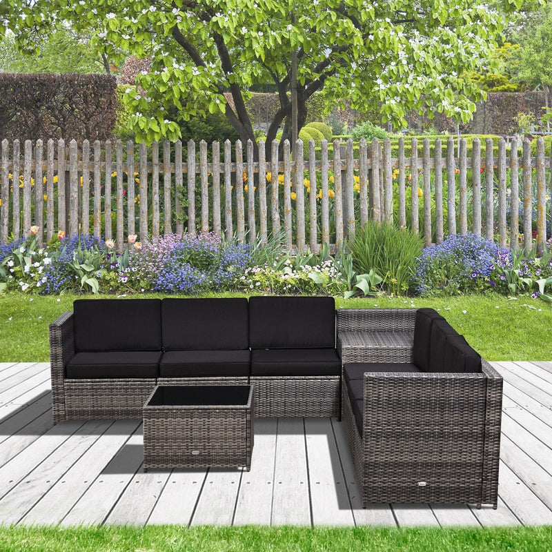 6 Seater Rattan Garden Sofa Set