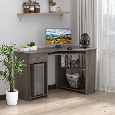 L Shaped Desk With Shelves Keyboard Tray & CPU Stand Homcom