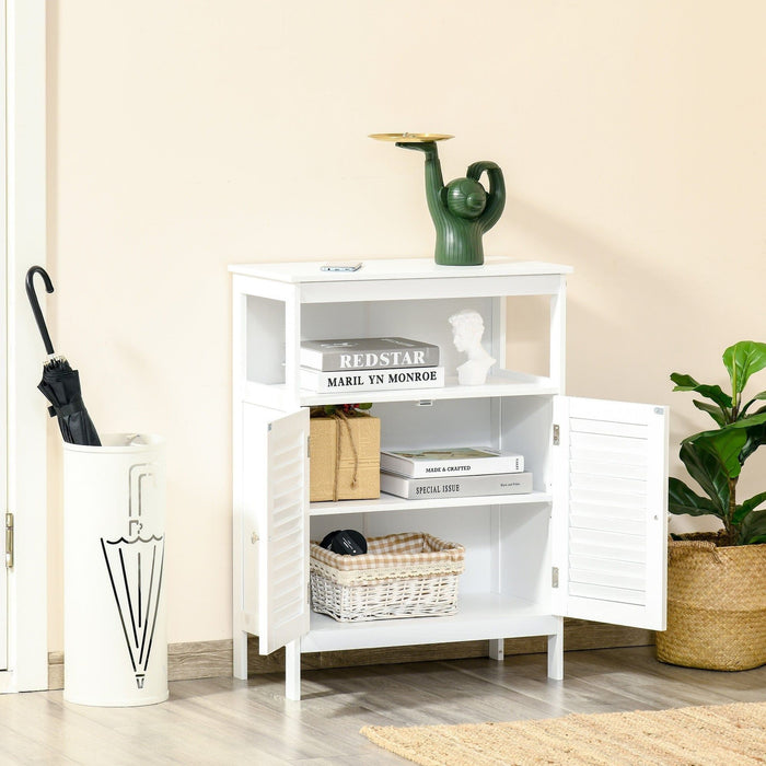 White Bathroom Storage Cabinet - 60W x 30D x 81.6Hcm