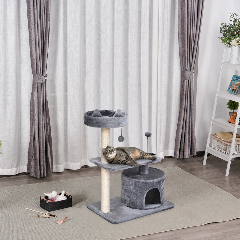 3-Tier Sisal Rope Cat Scratching Post w/ Toys