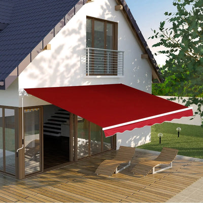 Manual Retractable Awning, 2.5x2 m, Dark Red Outsunny