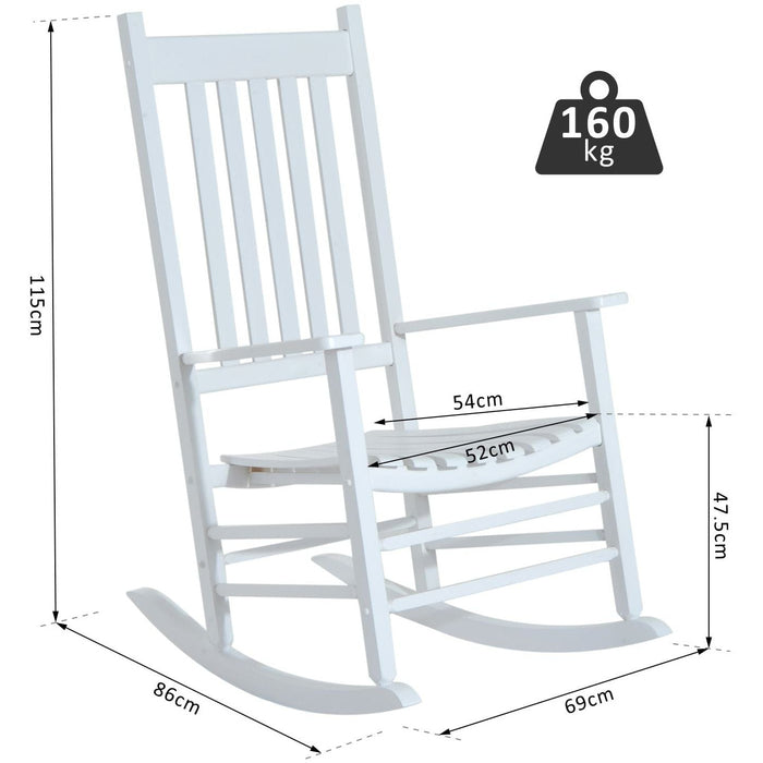 White Wooden Porch Rocking Chair