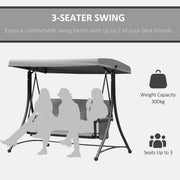 3 Person Garden Swing Chair With Side Pockets, Canopy Outsunny