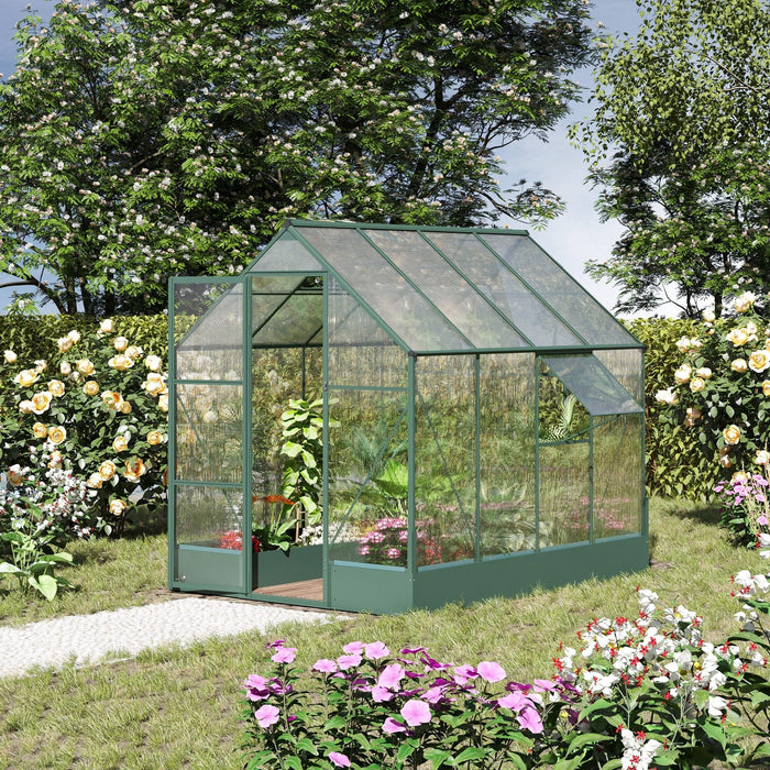 6x8ft Polycarbonate Greenhouse, Custom Interior, Steel Frame