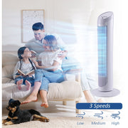 White 30" Oscillating Tower Fan: 3 Speeds, Ultra Slim Homcom