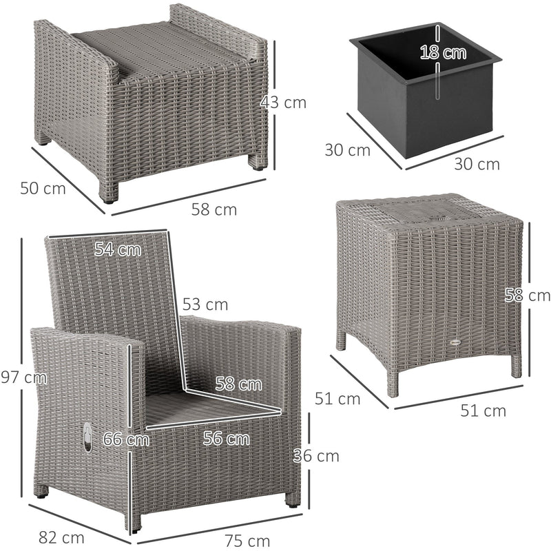 Reclining Rattan Garden Chairs With Drinks Cooler Table