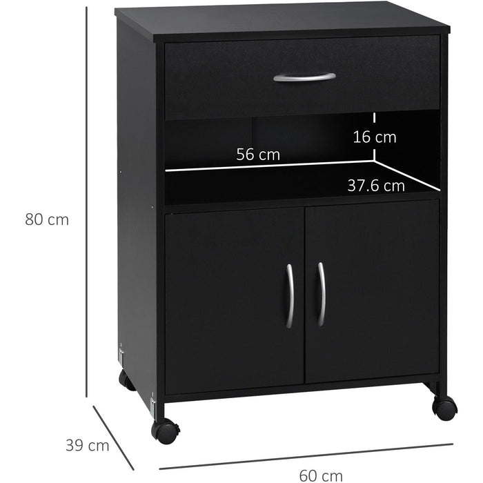 Mobile Printer Stand Cabinet, Open Shelf, Drawer